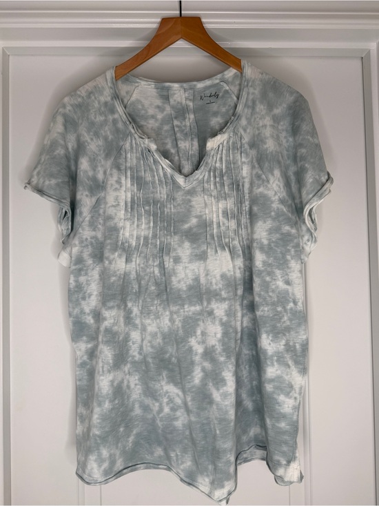 Wonderly Tops - Wonderly Women’s Tie-Dye Pintuck Short Sleeve Top, Sz.L